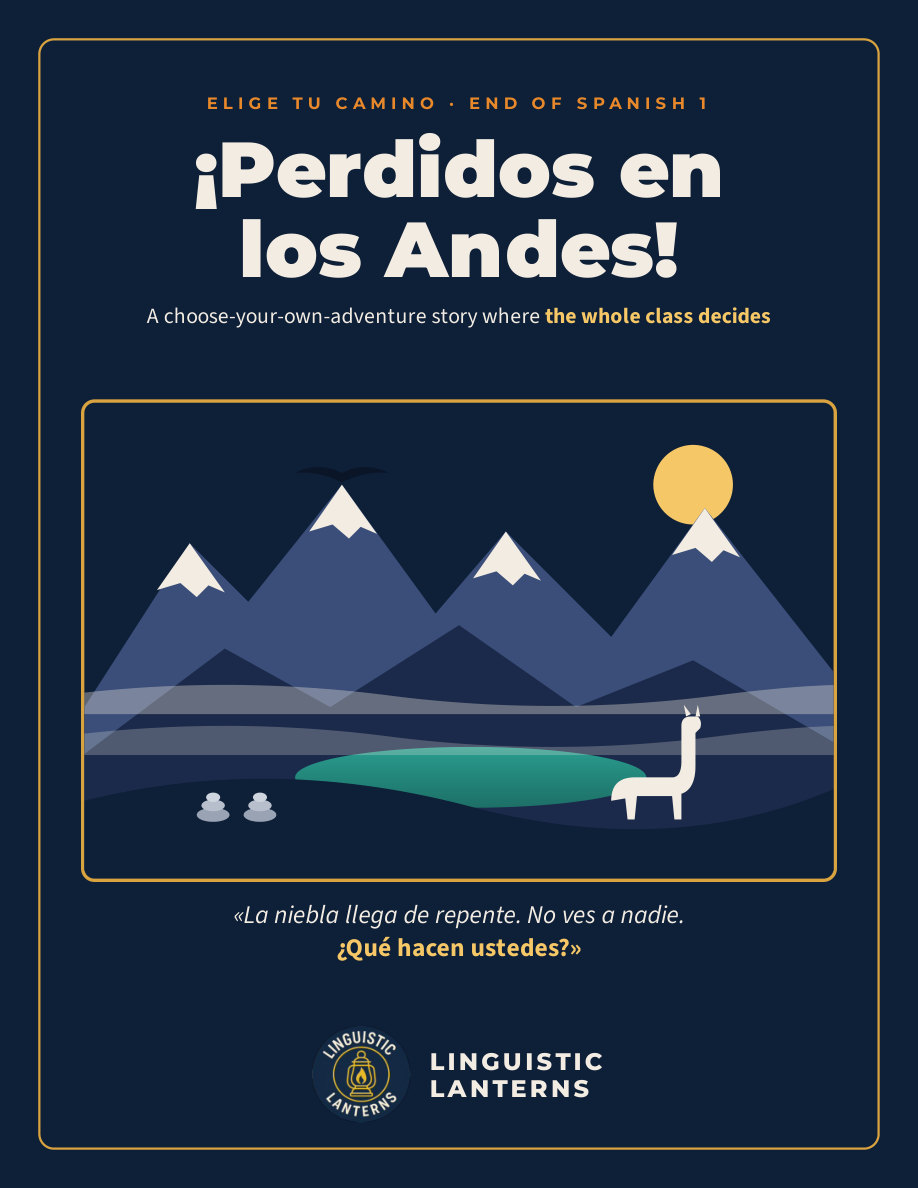 Original cover of the branching mountain story, with an alpaca and mountain landscape.