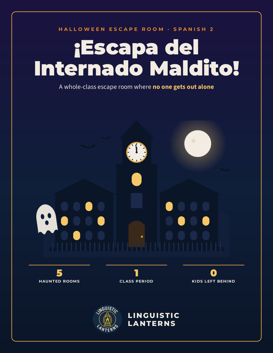 Original illustrated cover of the haunted boarding-school escape room.
